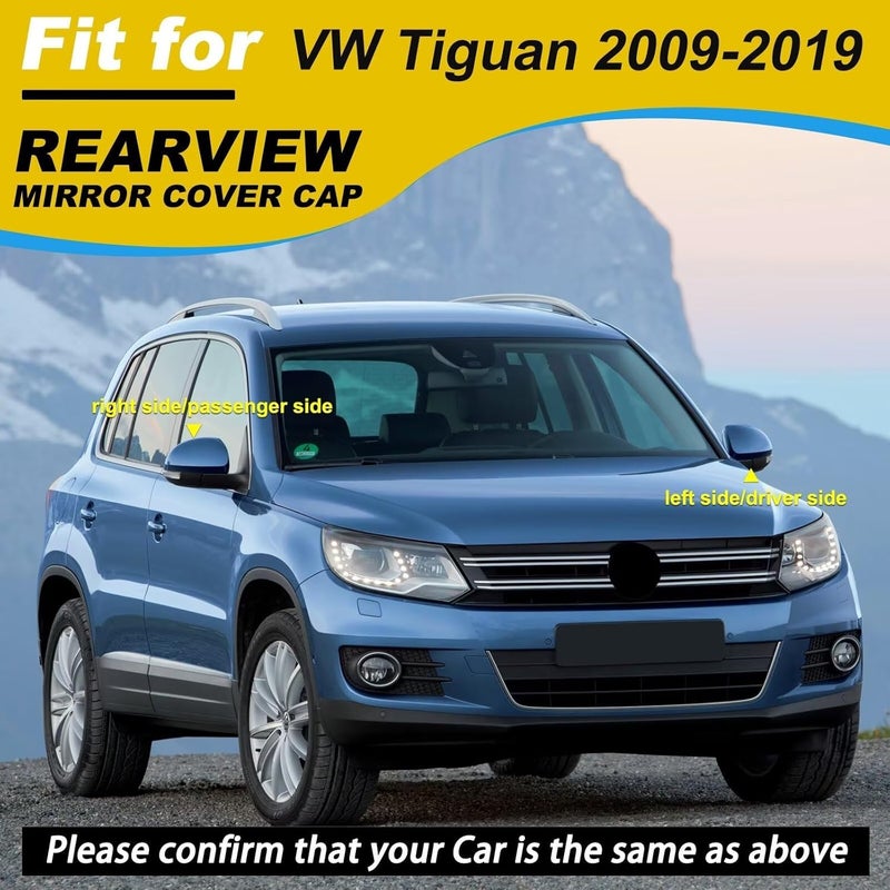 Goholy Car Door Side Rearview Mirror Cover Compatible With VW Tiguan 2009-2017 /Sharan 2012-2019 Side Mirror Cap Housing Rearview Mirror Protective Cover Unpainted Left Driver Side - Image 2